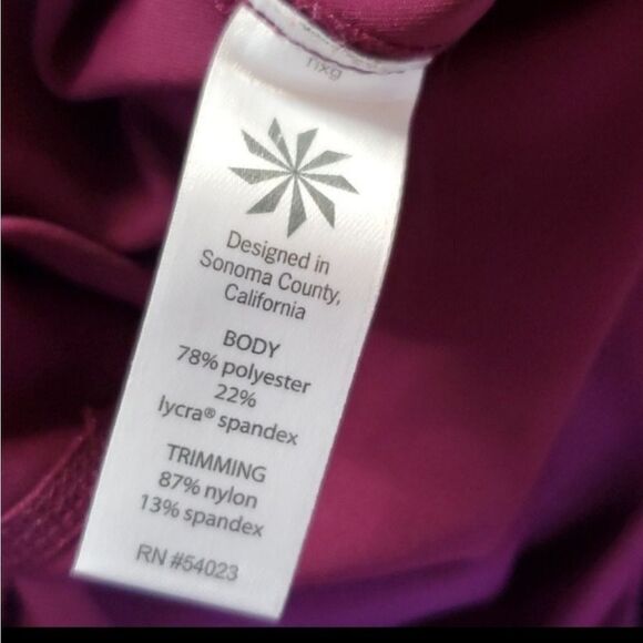 L T ATHLETA CHATARUNGA LASER MESH maroon purple running yoga LEGGINGS LARGE TALL - Picture 9 of 11